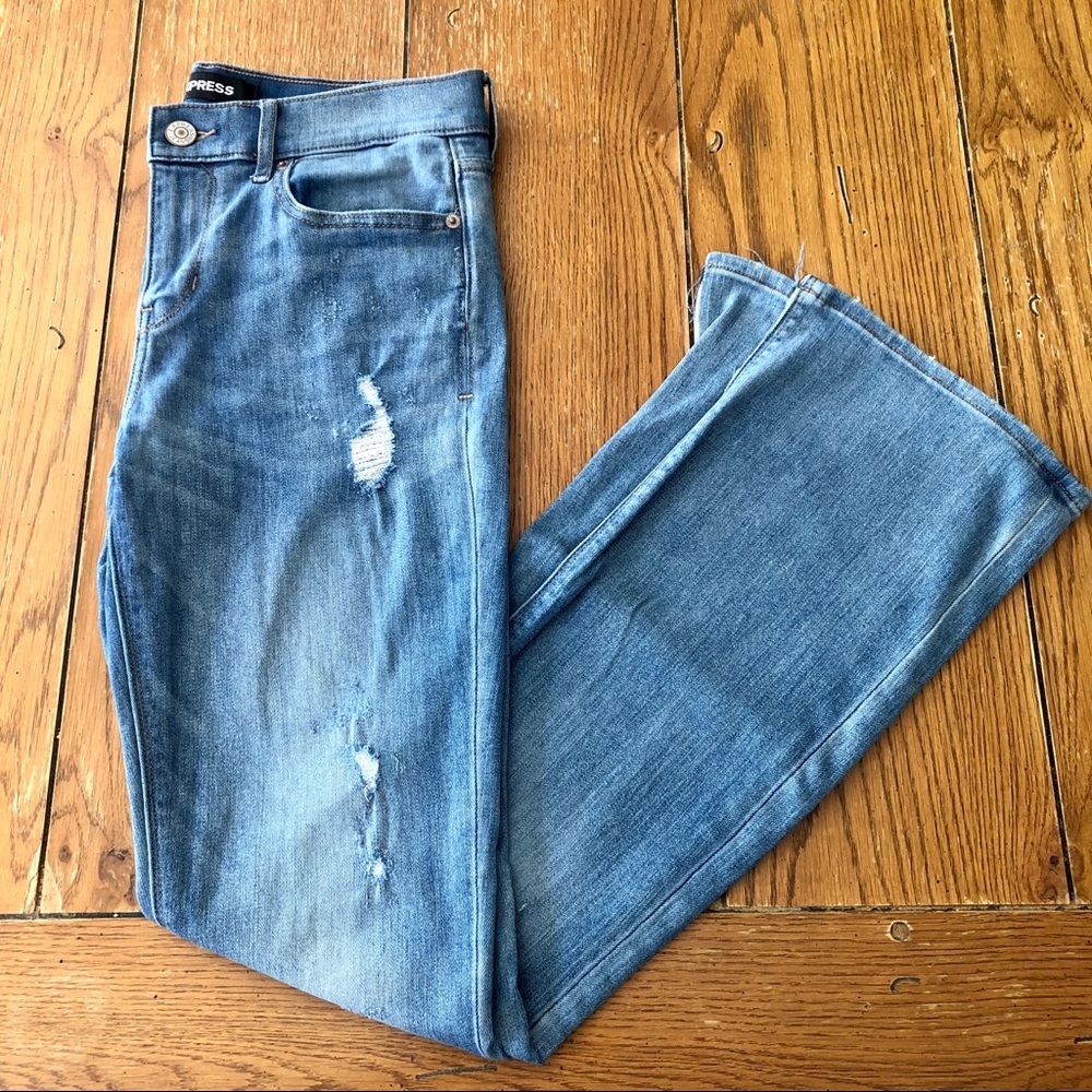 Express Distressed Barely Boot Mid Rise Jeans - 8R